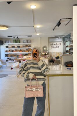 شنتي هيرميز جلد تمساح، زهري بارد