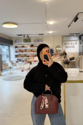 شنتة هيرميز،لون برغندي مع سكارف